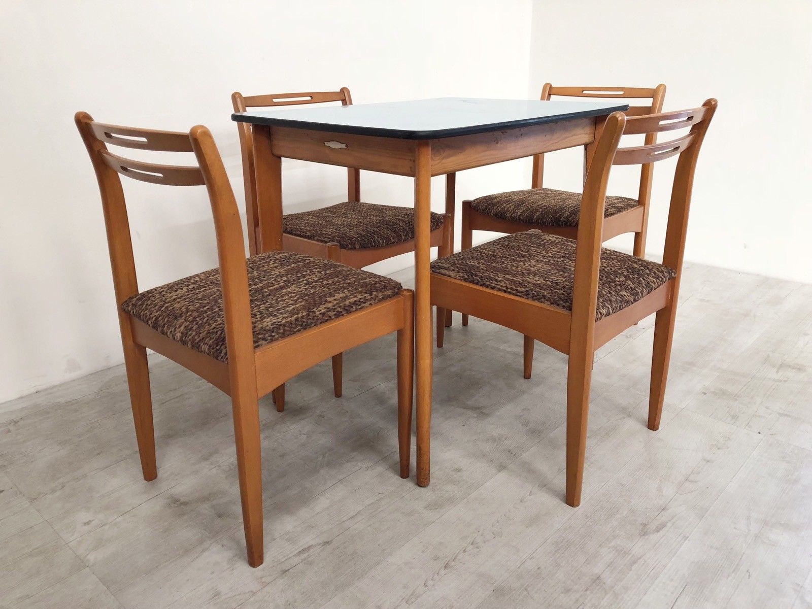 Vintage Retro Mid Century 1950s Beech And Formica Dining Table And