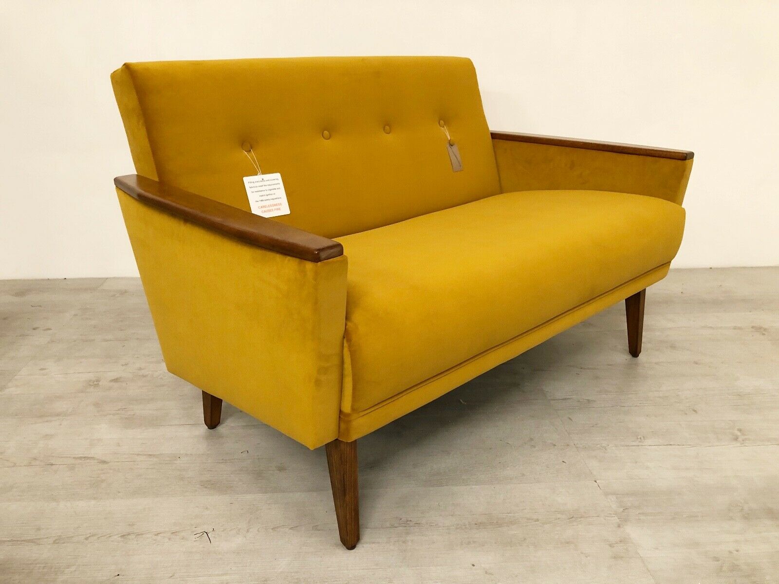 danish vintage inspired model 55 velvet mid century 50s 2 seat lounge sofa settee saffron